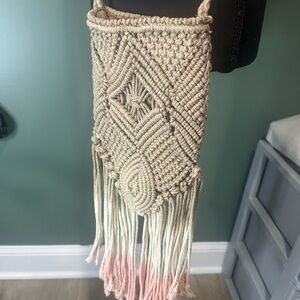 Pura Vida Woven Cream and Tan Boho Crossbody